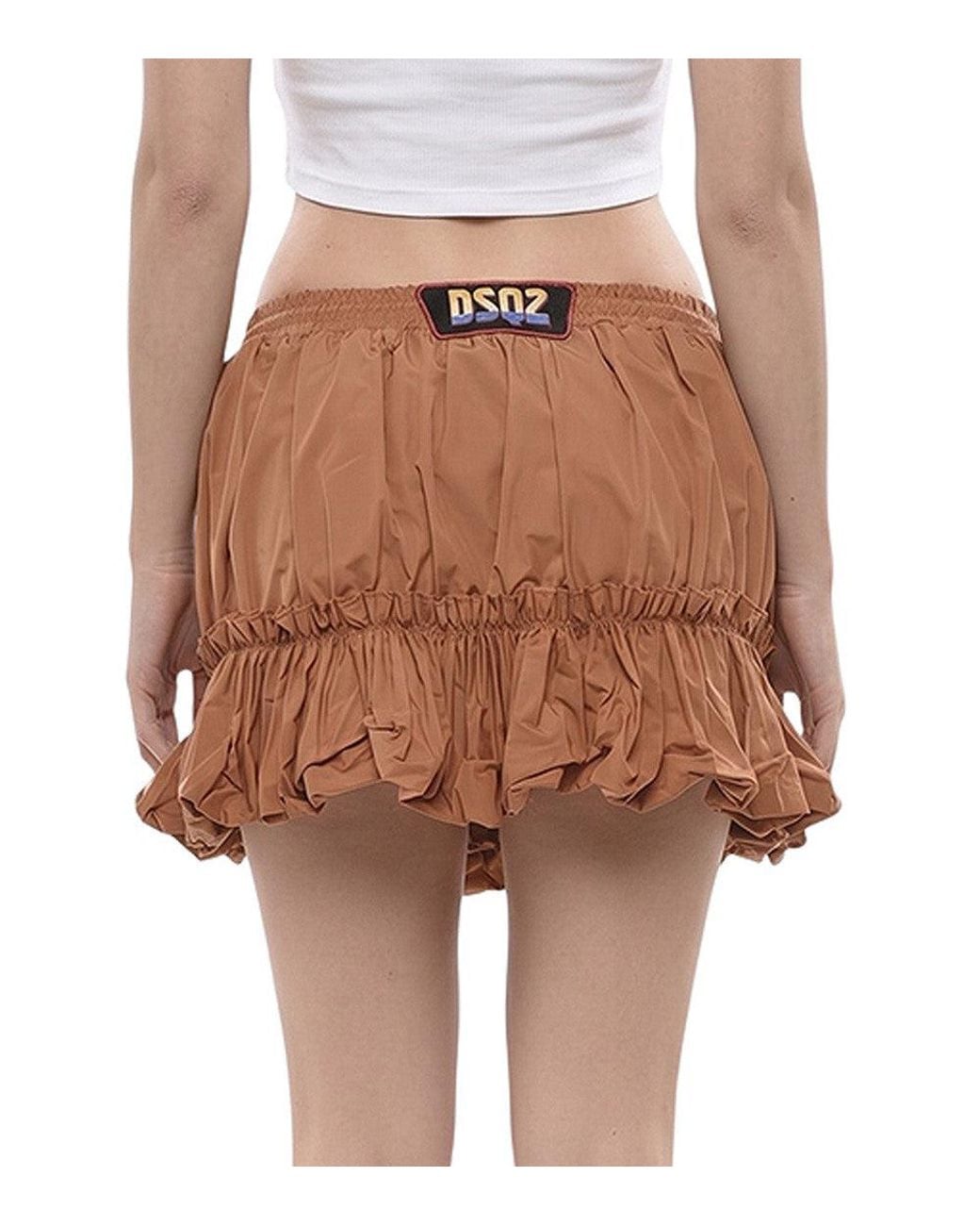 DSquared² Brown Solid Mini Skirt
