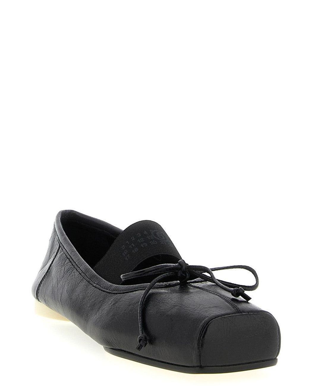 MM6 by Maison Margiela Black Leather Ballet Flats