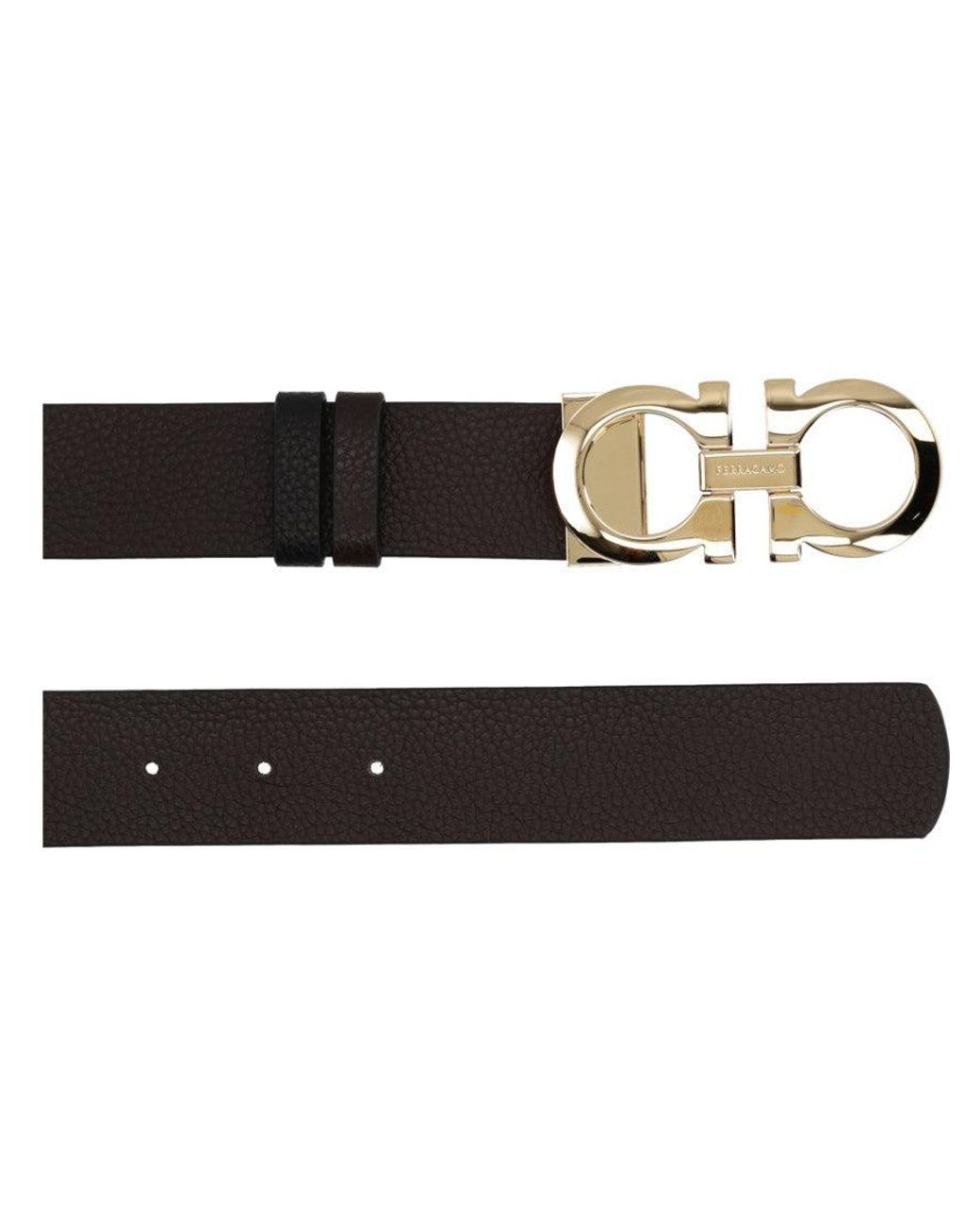 Ferragamo Black Reversible Hooks Belt Leather