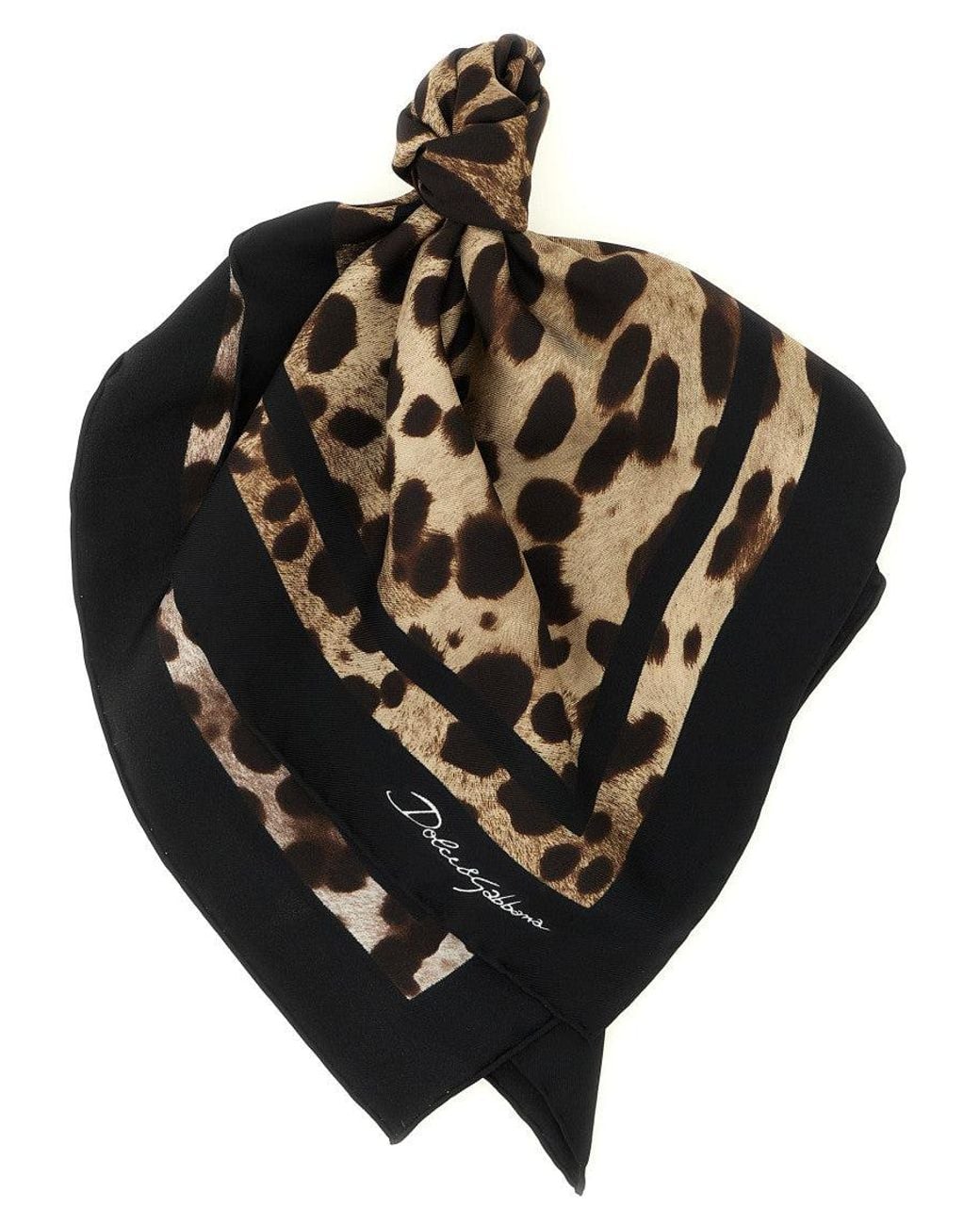 Dolce & Gabbana Black Leopard-Print Animal Print Scarf