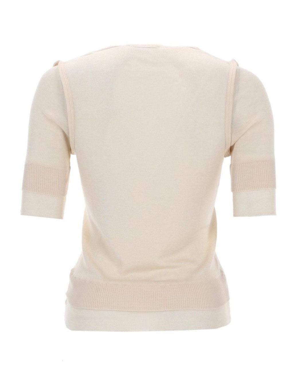 Lemaire White Solid Scoop Neck Top