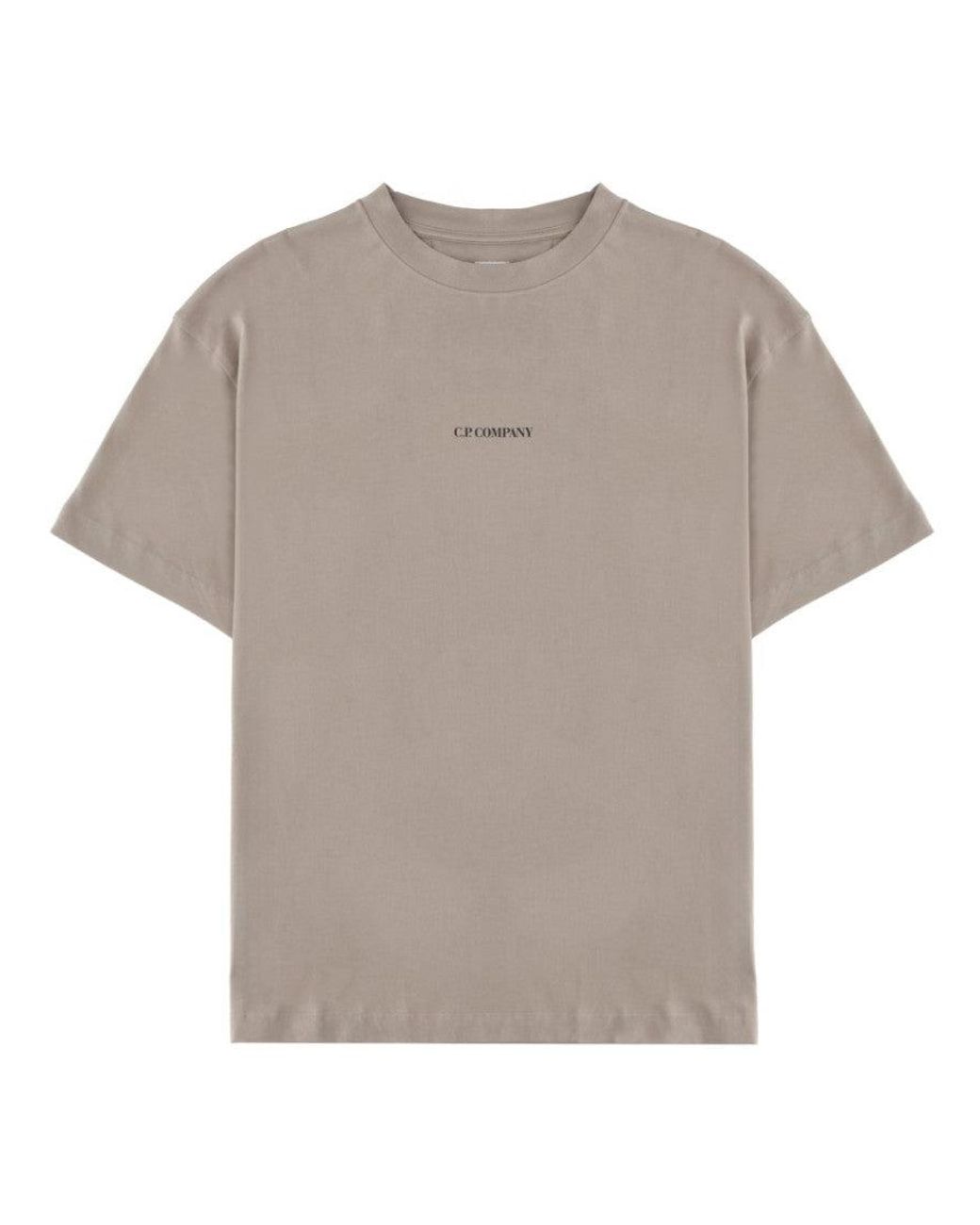 C P Company Gray Logo Crew Neck T-Shirt for men