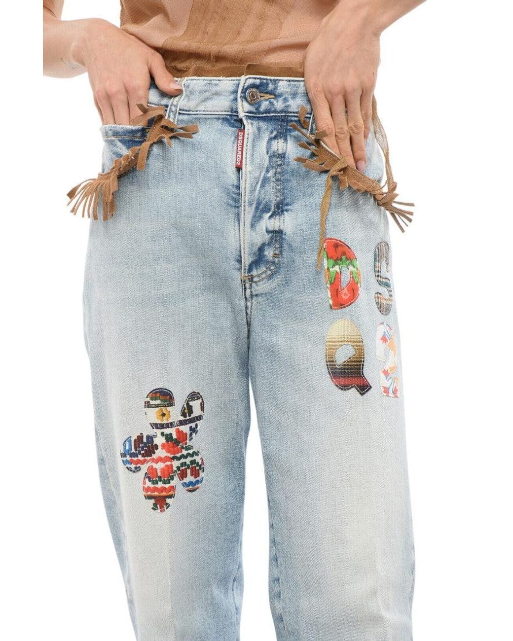 DSquared² Blue Flared Mid Rise Jeans
