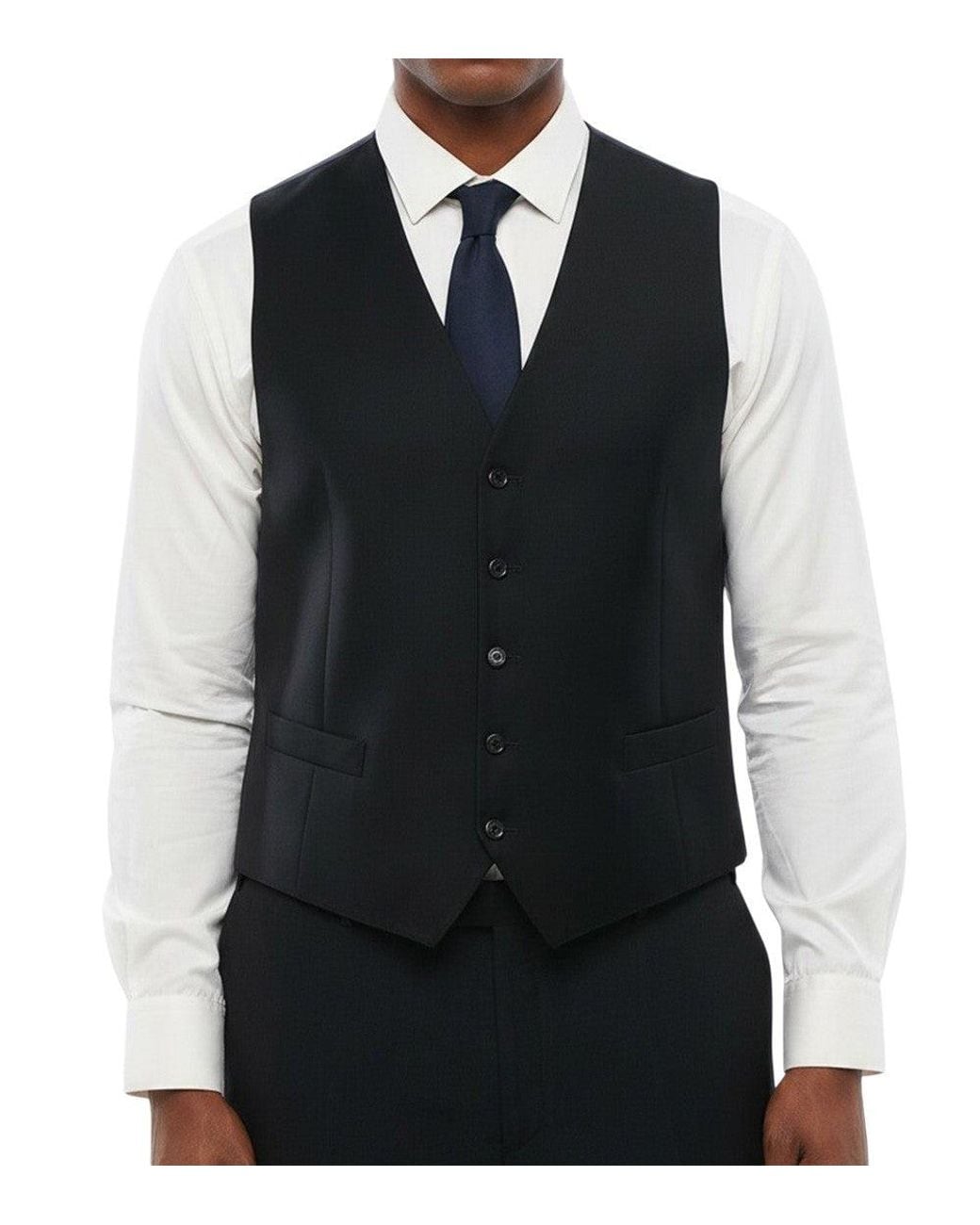 Corneliani Black Solid Waistcoat for men