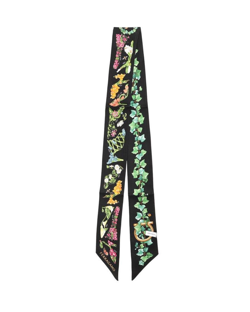 Ferragamo Green Mini Floral Bandana Scarves