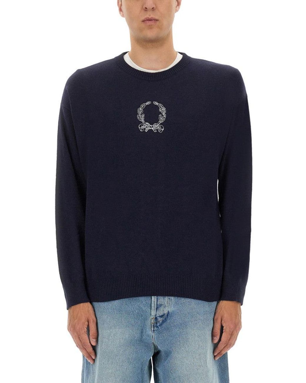 Moschino Blue Moschino Wool And Cashmere Blend Sweater for men