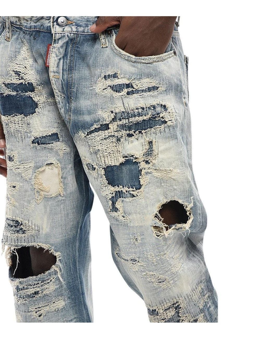 DSquared² Gray Distressed Jeans for men
