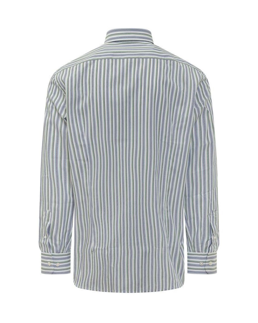 Etro Blue Regular Stripes Shirt for men