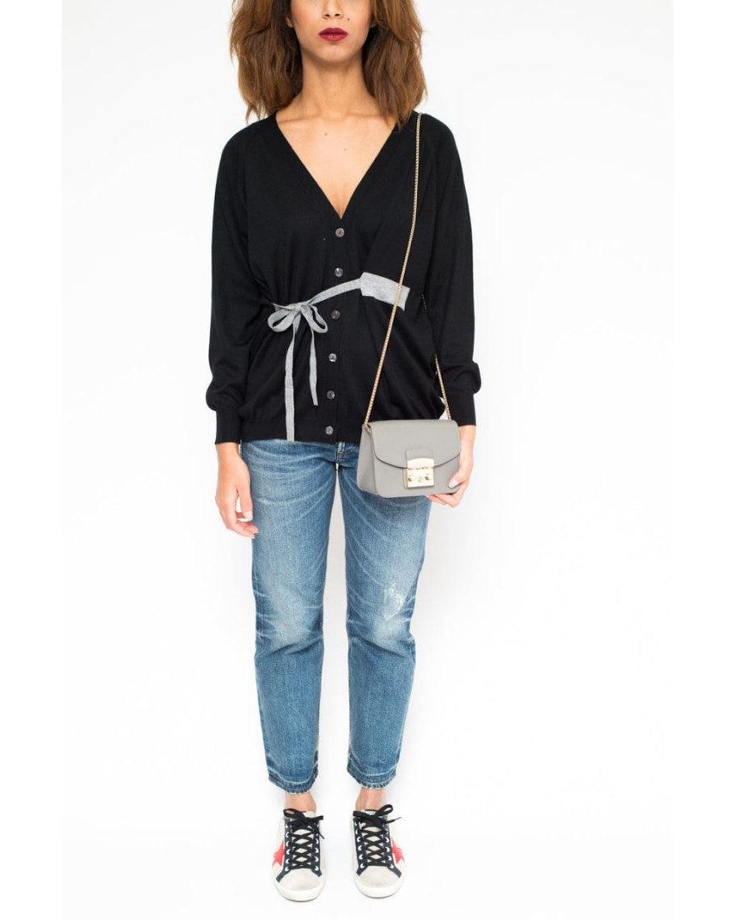 LA ROSE Black V-Neck Cardigan