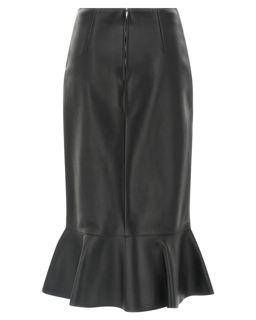 Fendi Black Nappa Peplum Skirt