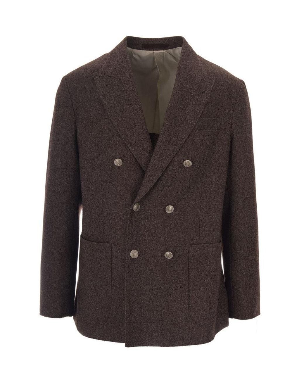 Eleventy Brown Peaked Lapel Blazer for men