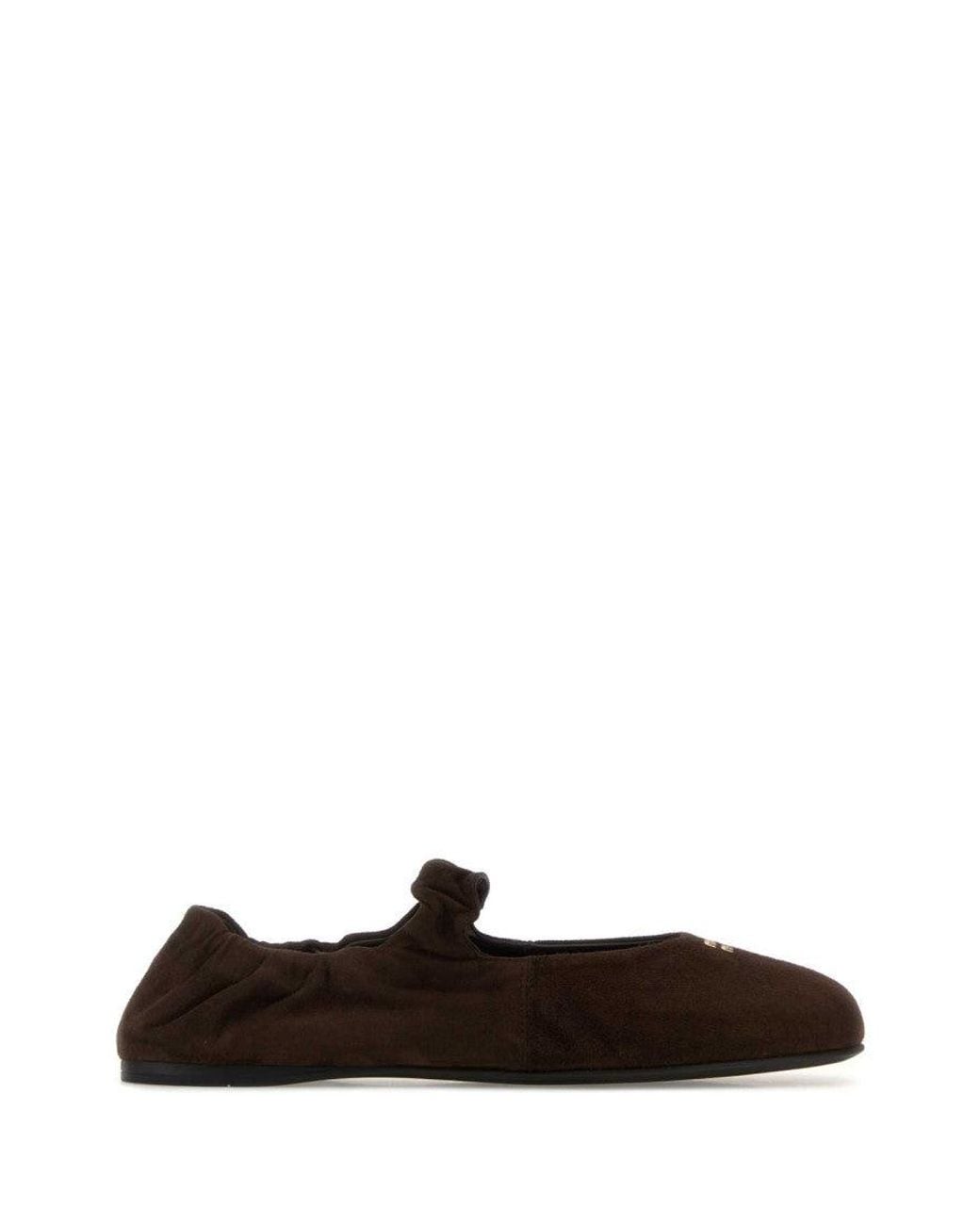 Miu Miu Black Dark Suede Ballet Flats