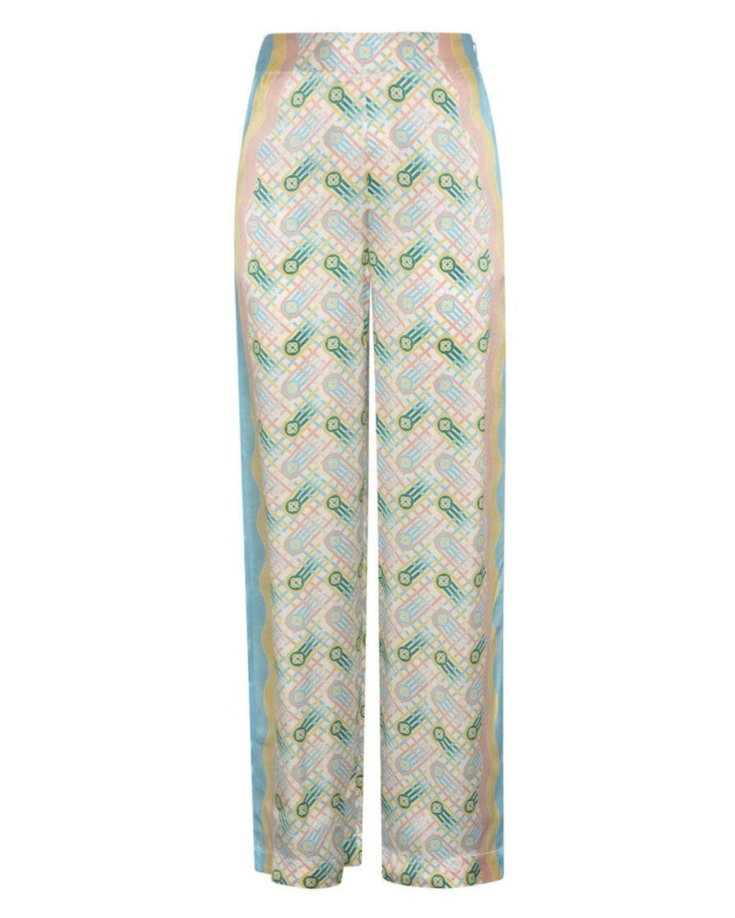 Casablanca Green Multi Color Printed Wide Leg Pant