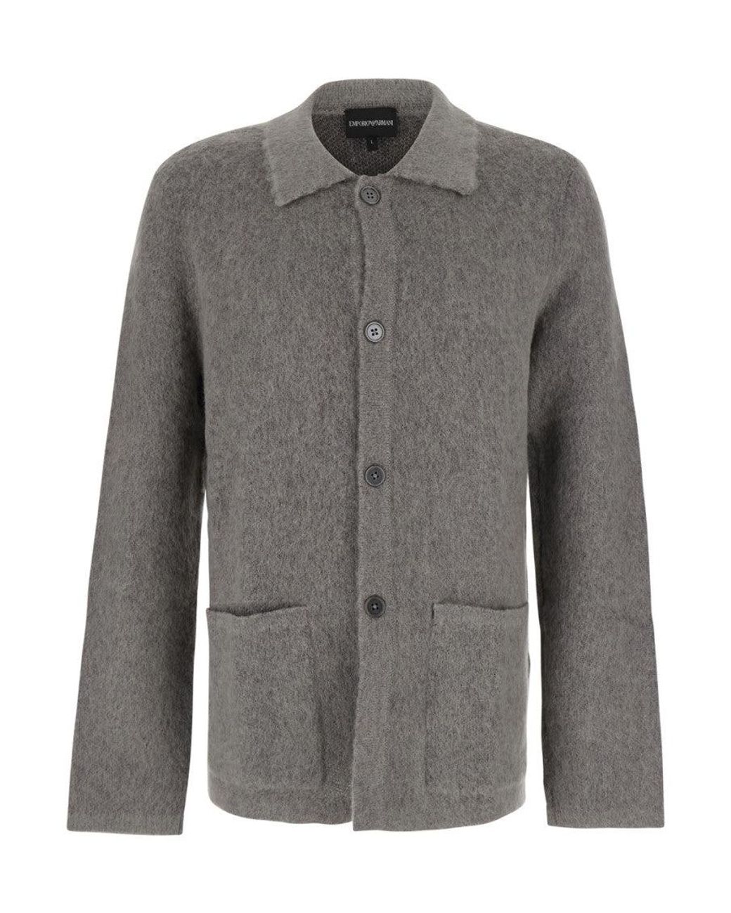 Emporio Armani Gray Button-Up Cardigan for men
