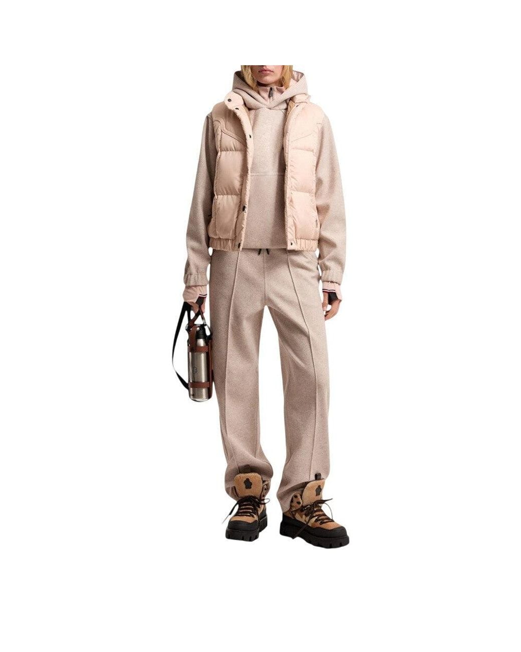 Moncler Pink Light Quilted Mock Collar Jacket
