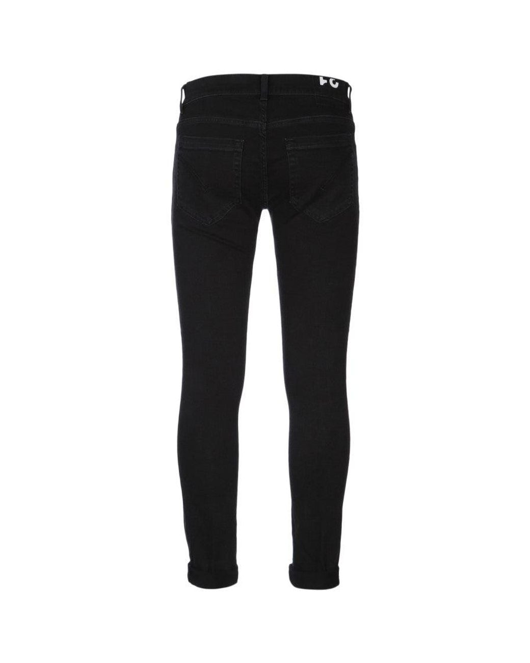 Dondup Black Solid Skinny Jeans for men