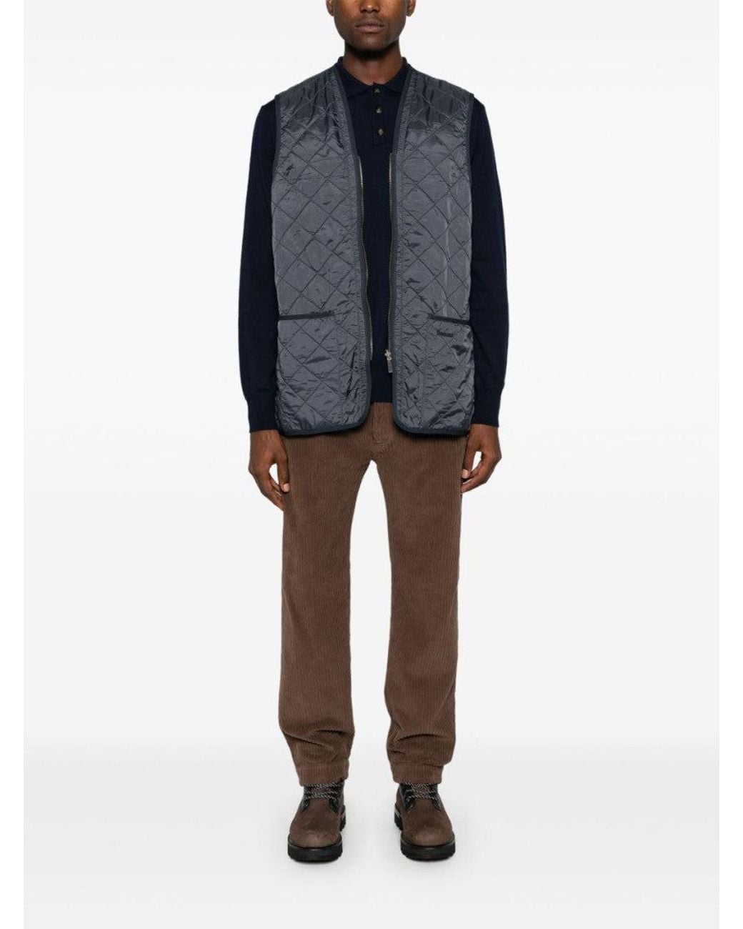 Barbour Gray Quilted Sleeveless Vest for men