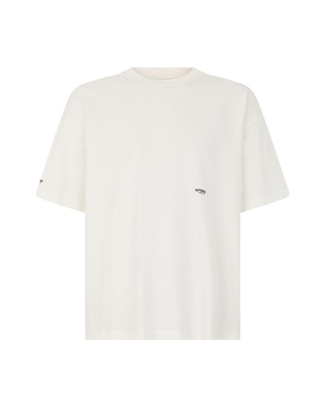 Represent White T-Shirt With Chest Logo Flat Cotton T-Shirts for men