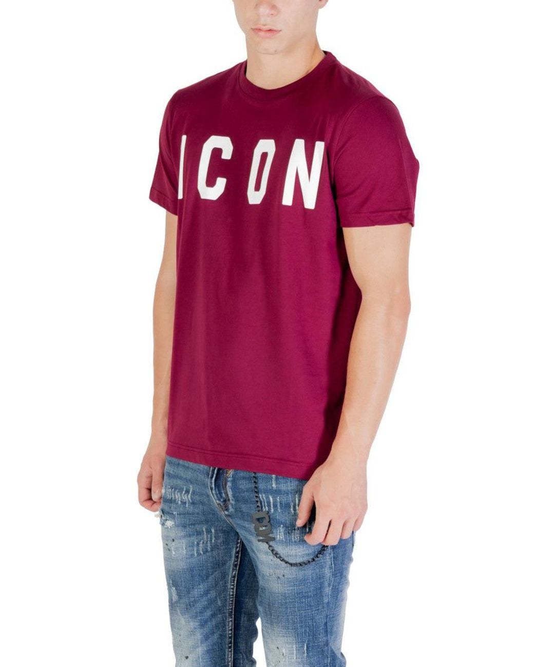 ICON DENIM Red Crew Neck T-Shirts for men