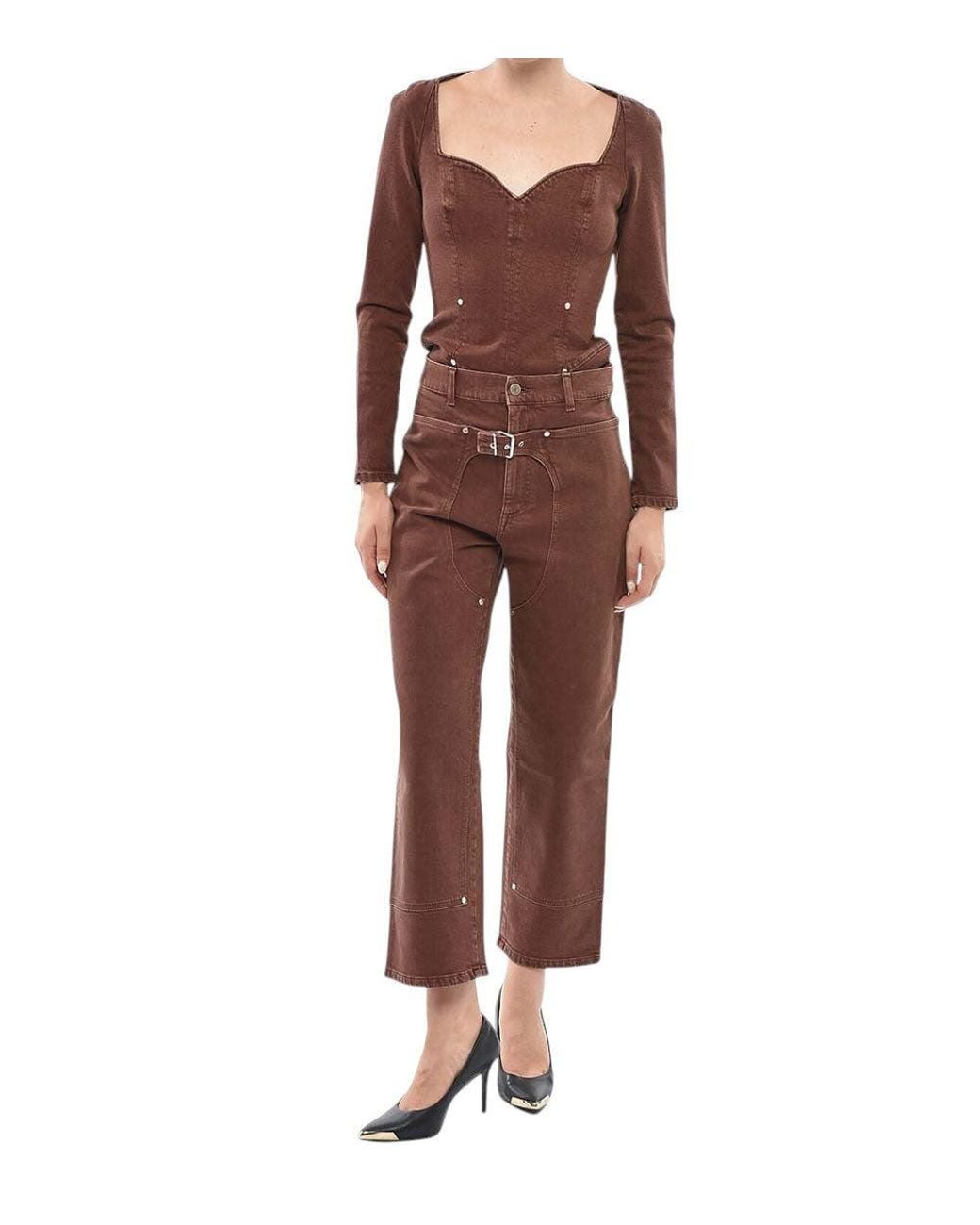 Stella McCartney Brown Straight High Rise Jeans