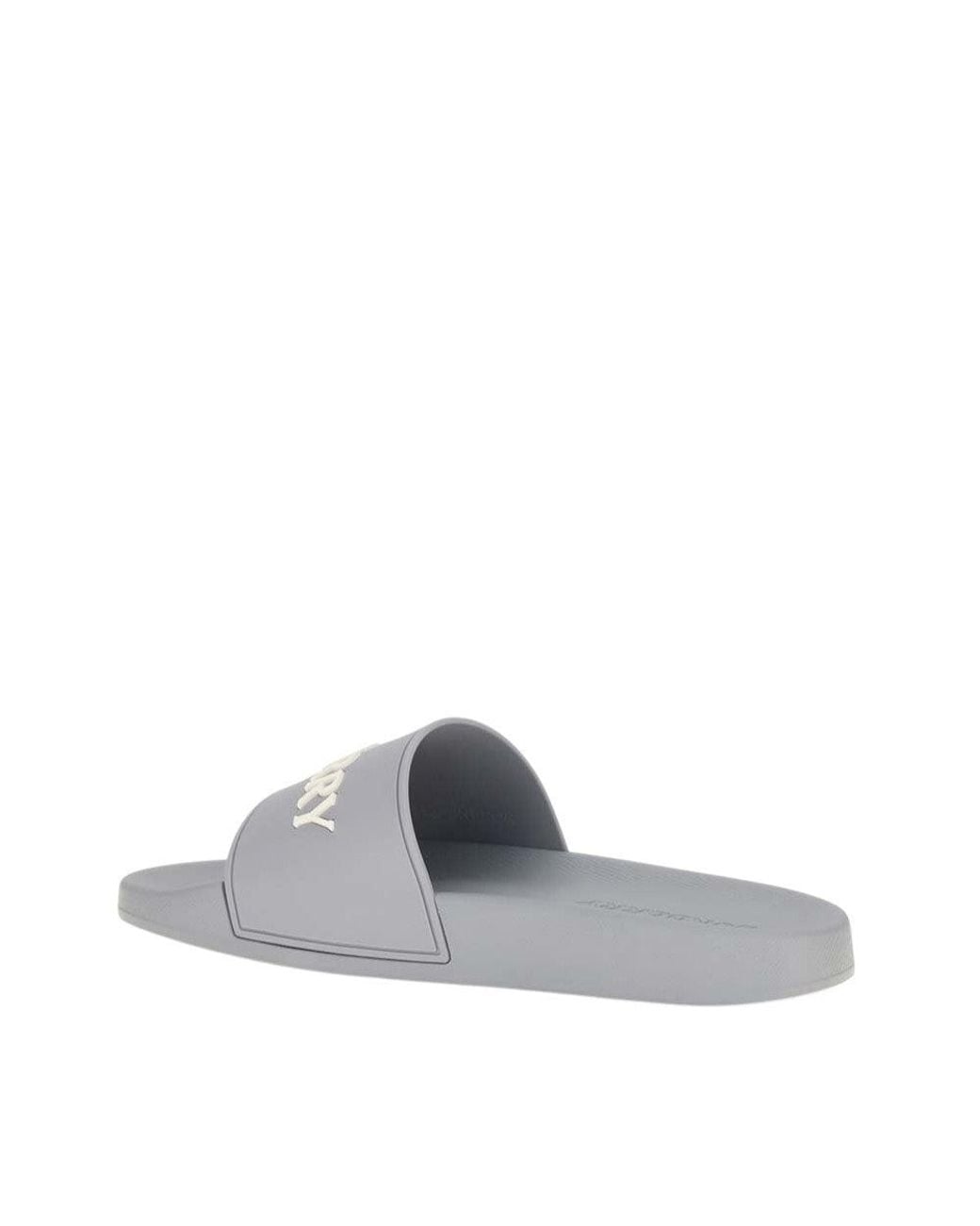 Burberry White Logo Slides for men