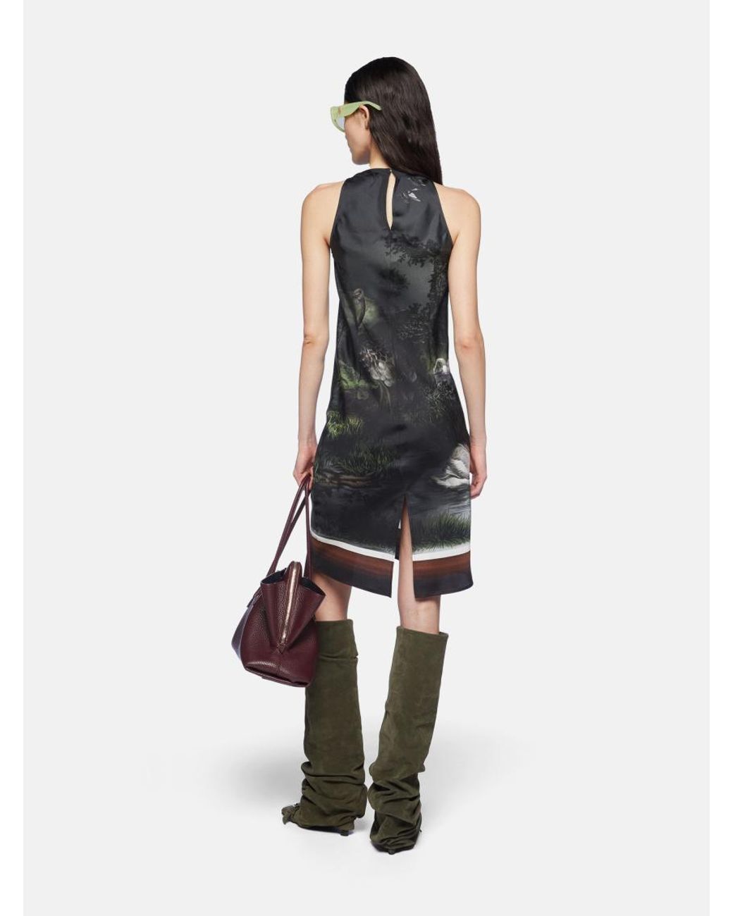 The Attico Black Smoke Night-Print Mini Dress