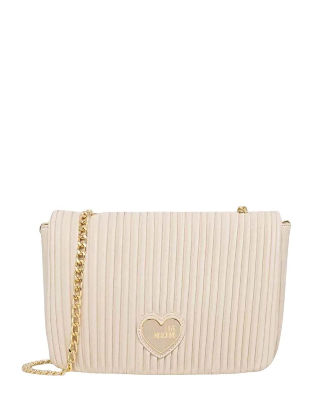 Love Moschino Natural Off Logo Medium Shoulder Bag