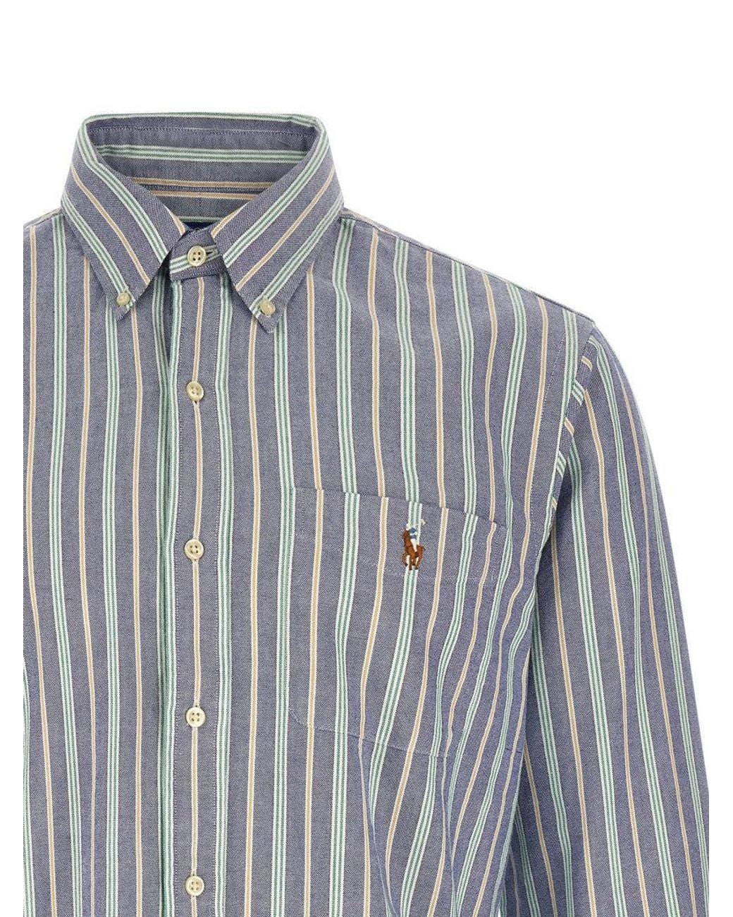 Polo Ralph Lauren Blue Regular Stripes Shirt for men