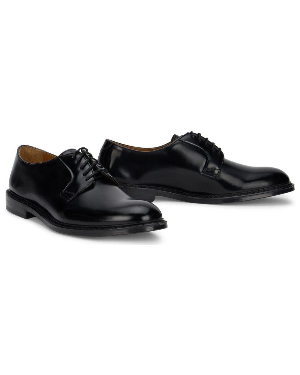Doucal's Black Leather Lace-Up Shoes for men