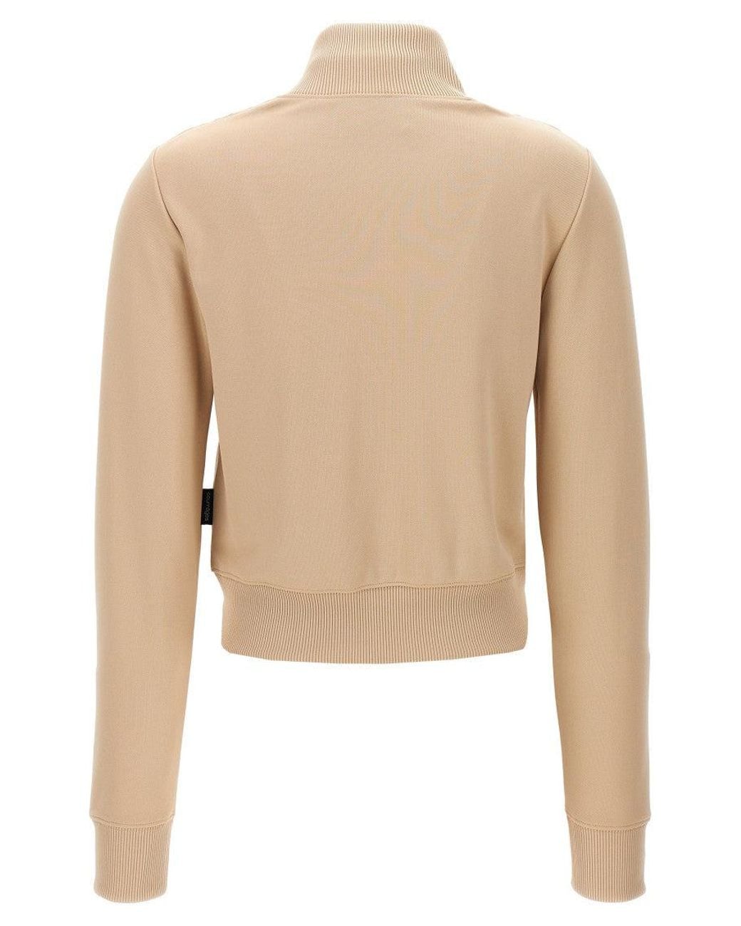 Courreges Natural Solid Mock Collar Sweatshirt