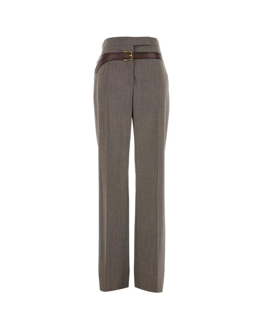 Prada Gray Trompe Belted Pants