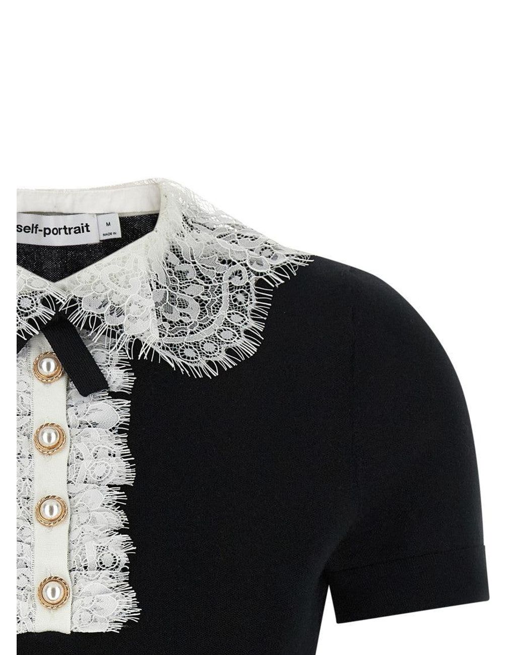 Self-Portrait Black Lace Collar Top
