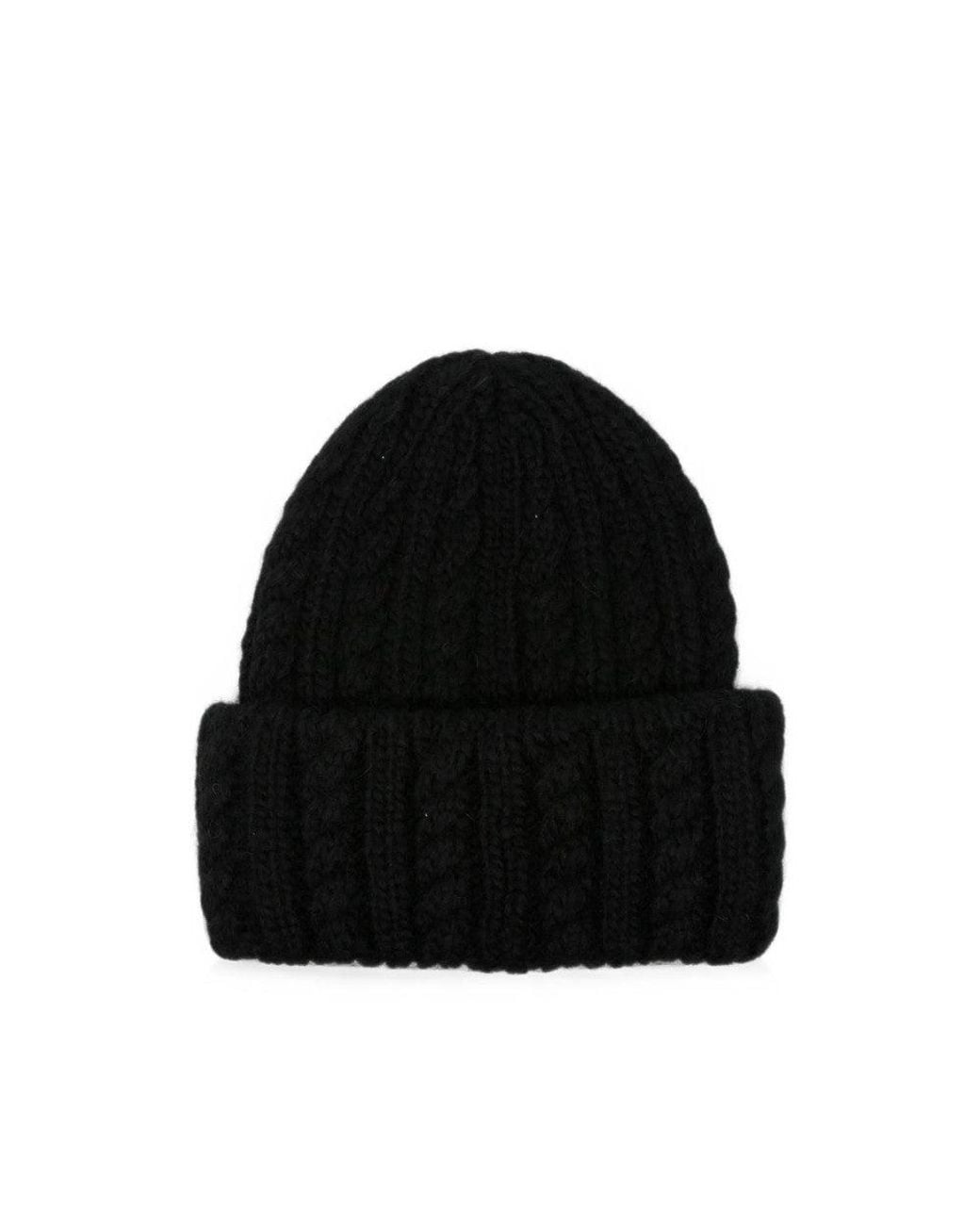Moncler Black Knitted Beanie Cap