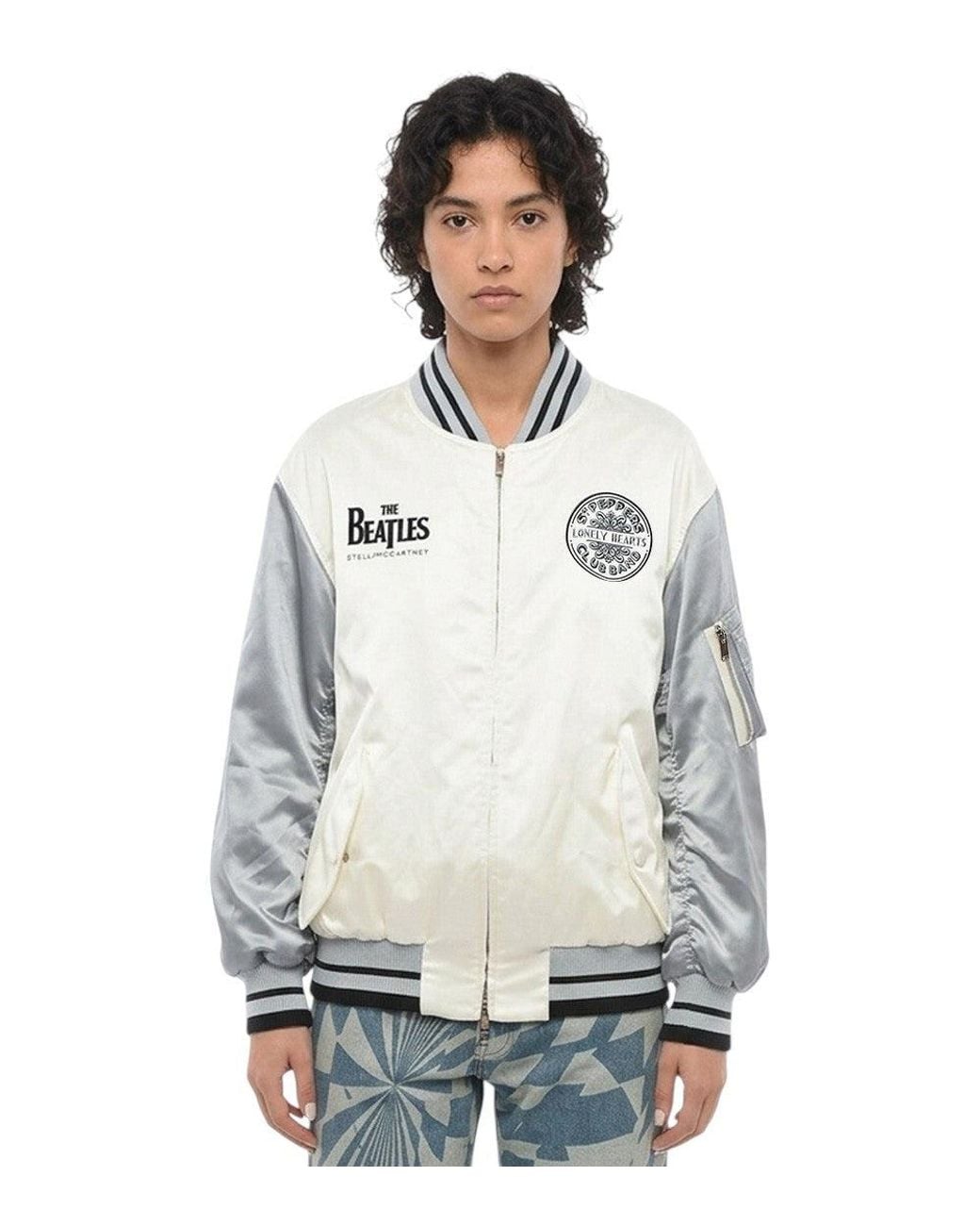 Stella McCartney White Graphic Band Collar Jacket