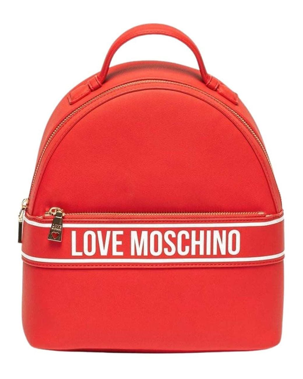 Love Moschino Red Print Logo Small Backpack