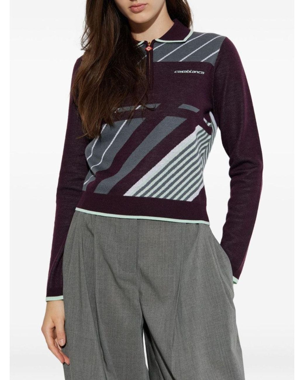 Casablanca Blue Stripe Polo Sweater