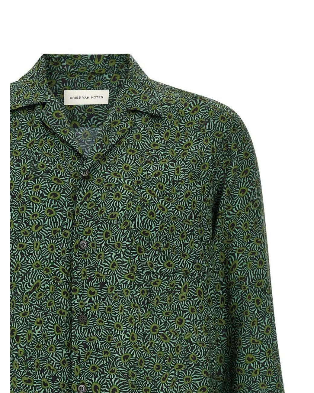 Dries Van Noten Green Relaxed Abstract Shirt for men