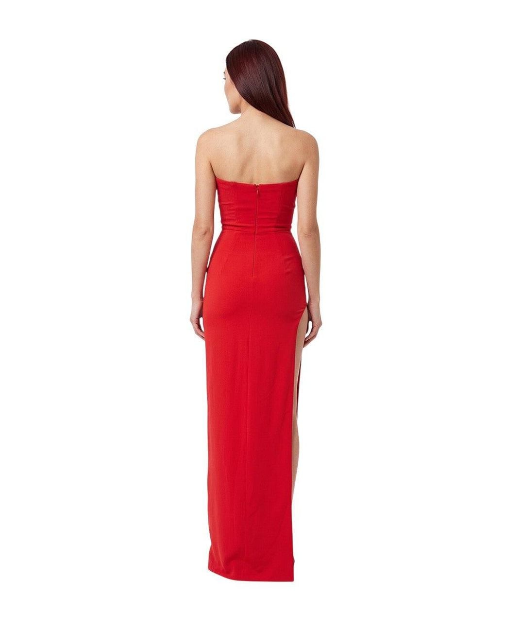 Monot Red Sweet Heart Neck Maxi Dress