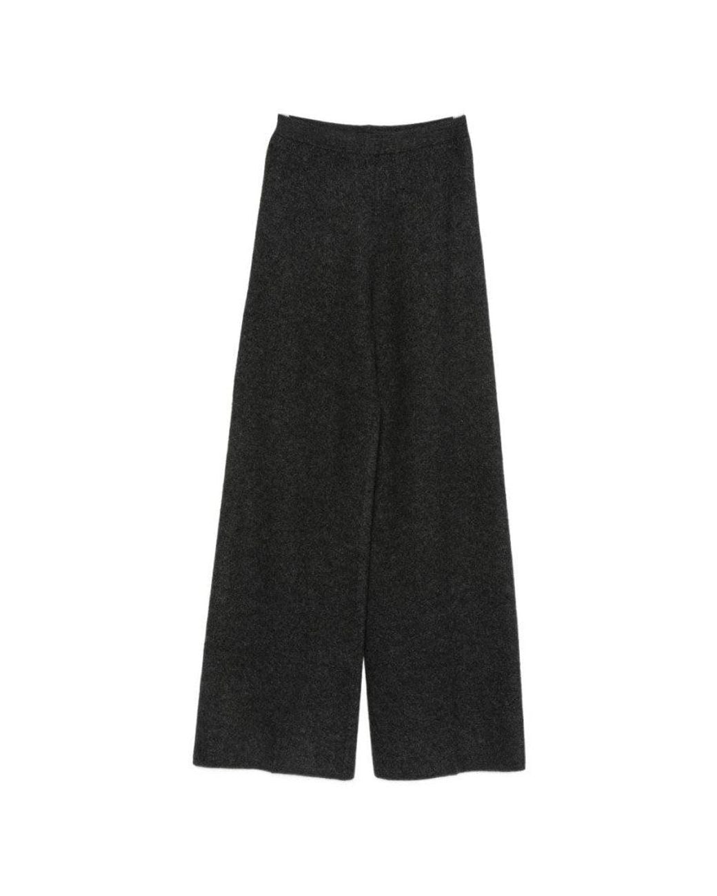 Semicouture Black Flared Flat Front Pants