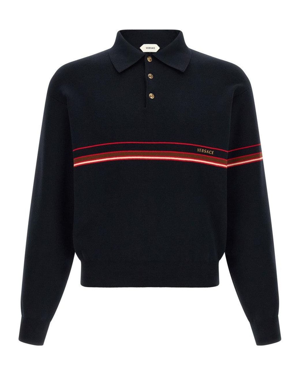 Versace Blue Stripes Shirt Collar Polo for men