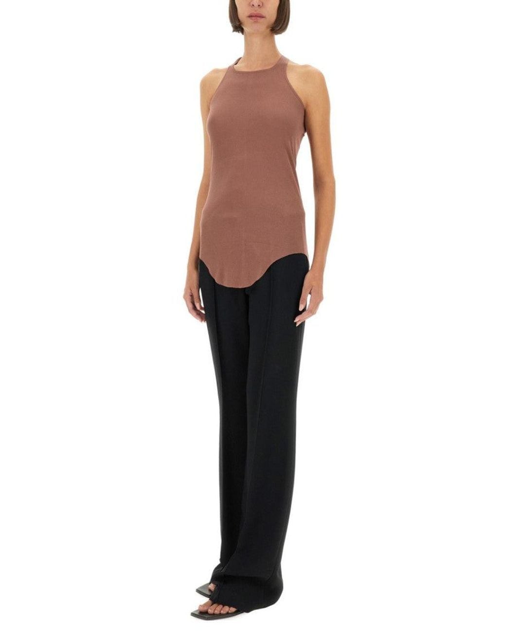Rick Owens Pink Solid Halter Neck Top