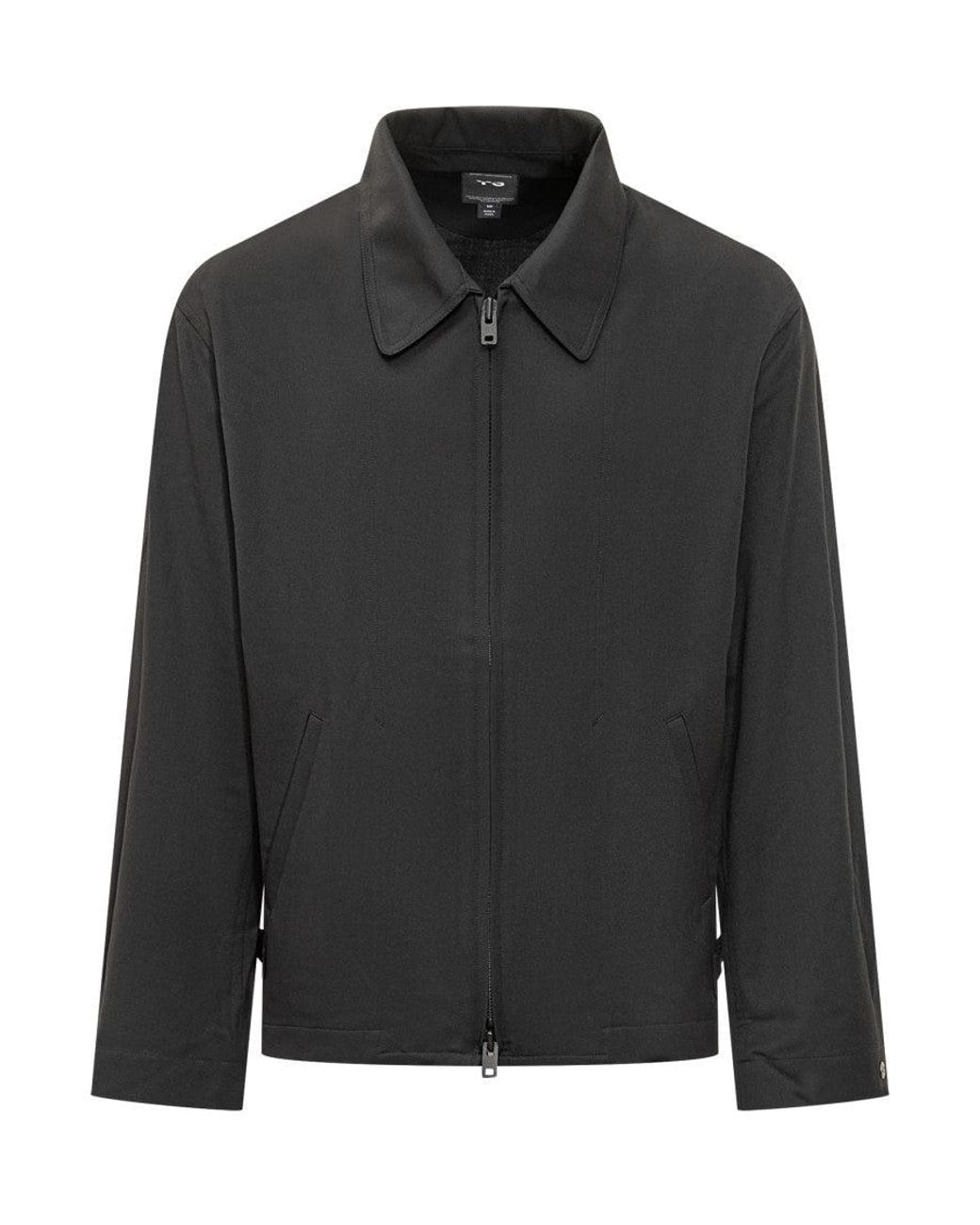 Y-3 Black Solid Shirt Collar Jacket for men