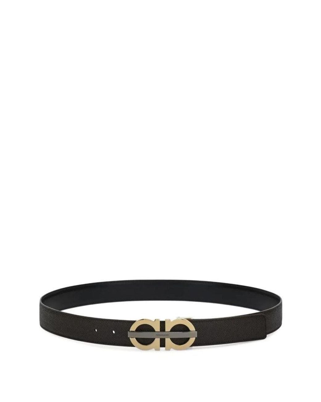 Ferragamo White Logo Buckle Textured Belt for men