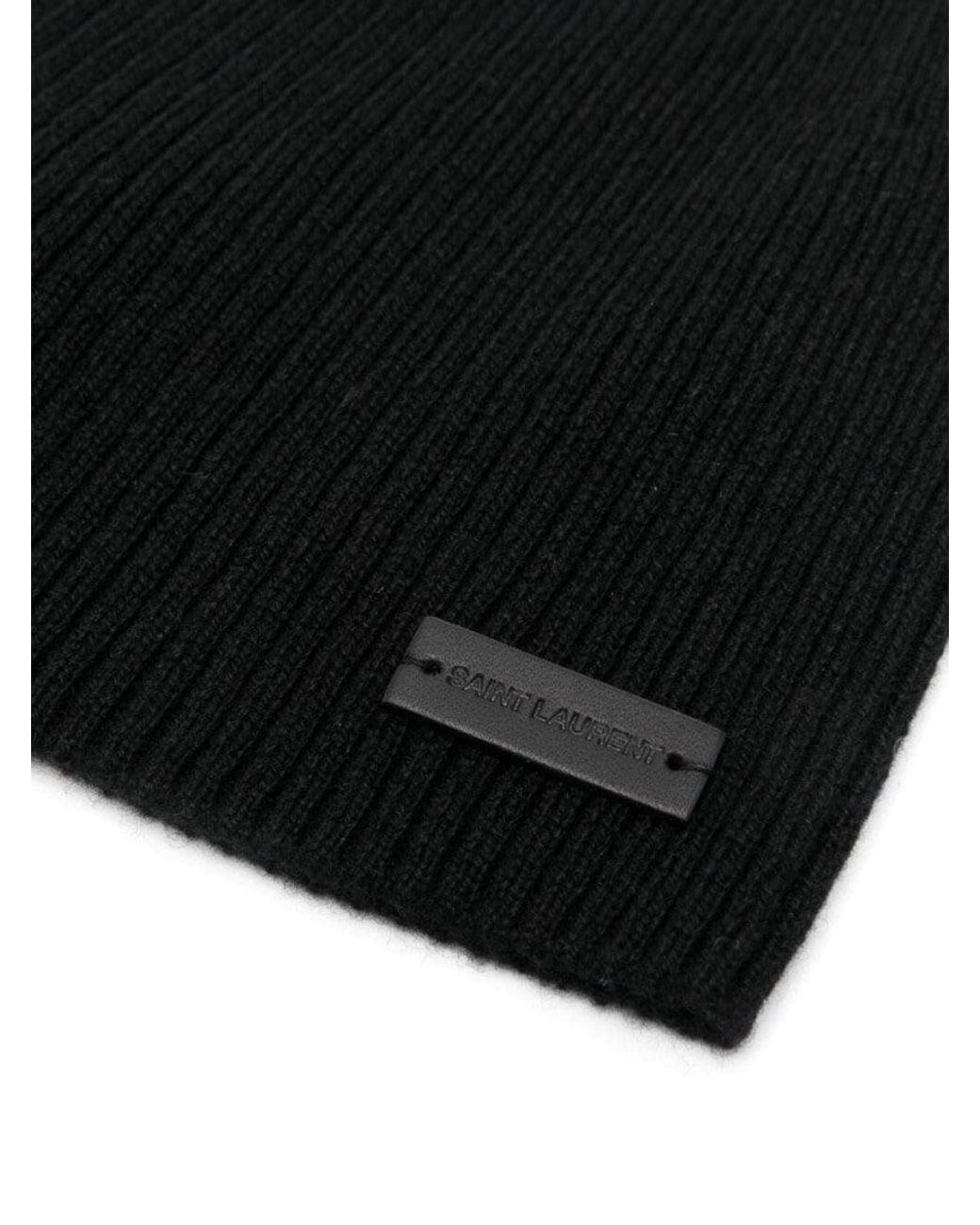 Saint Laurent Black Logo Beanie Cap for men