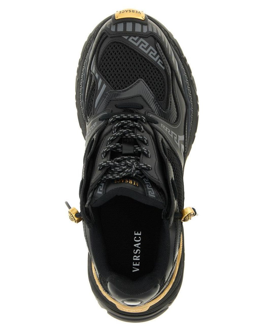 Versace Black Mesh And Leather Sneakers for men