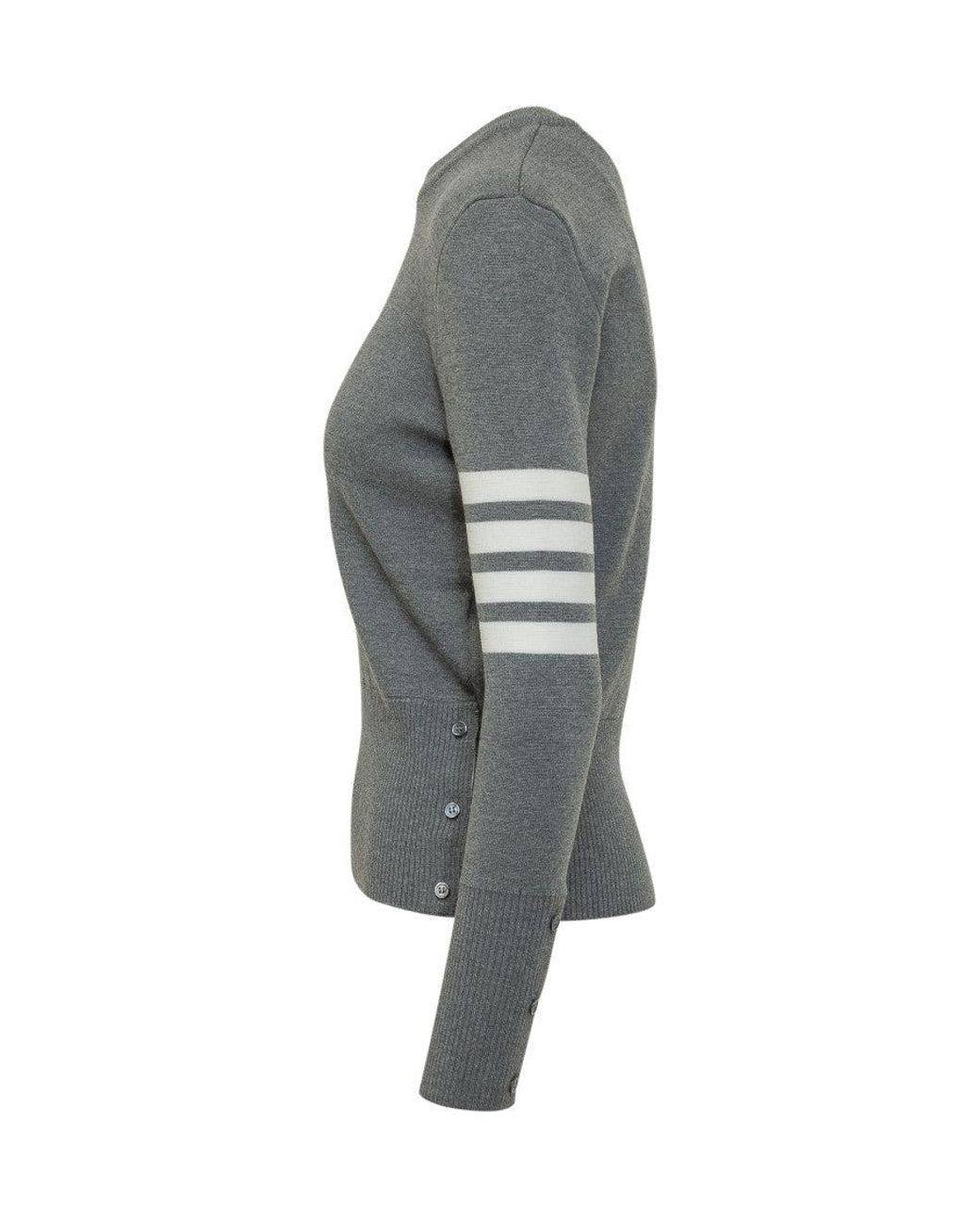 Thom Browne Gray Stripes Crew Neck Sweater