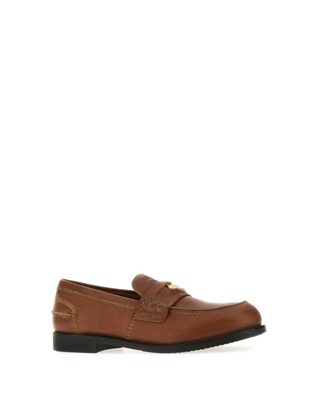 Miu Miu Brown Miu Miu Calfleather Loafer
