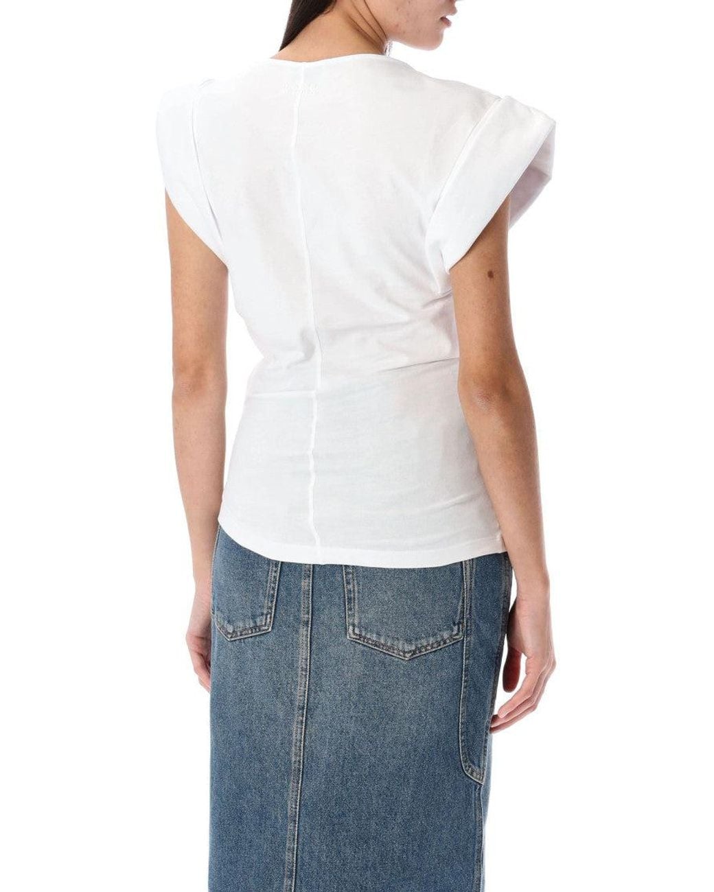 Isabel Marant White Maisan Draped Cotton T-Shirt