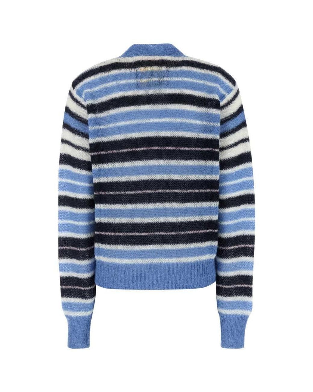Marni Blue Mohair Wool Blend Cardigan