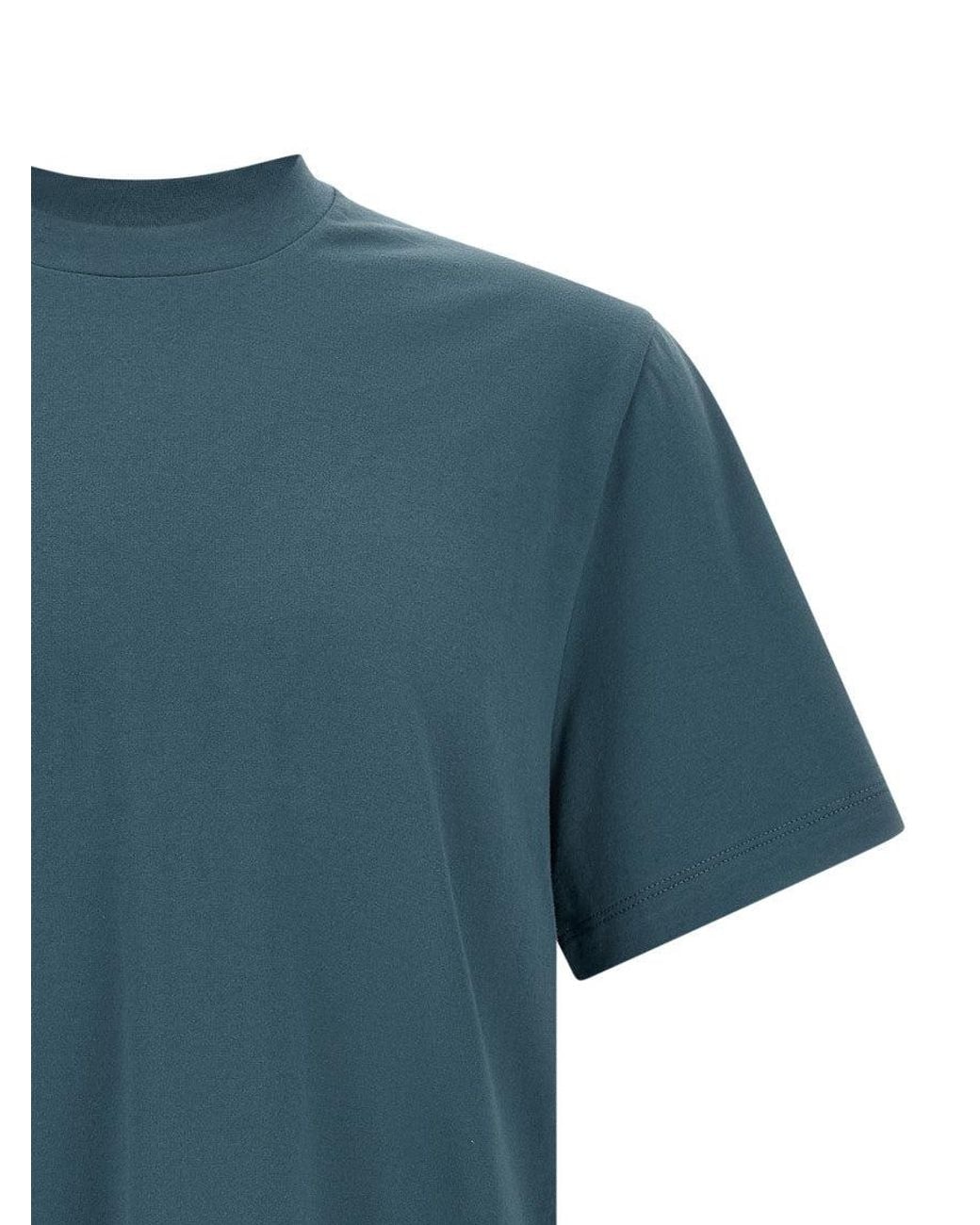 Brioni Blue Solid Crew Neck T-Shirt for men